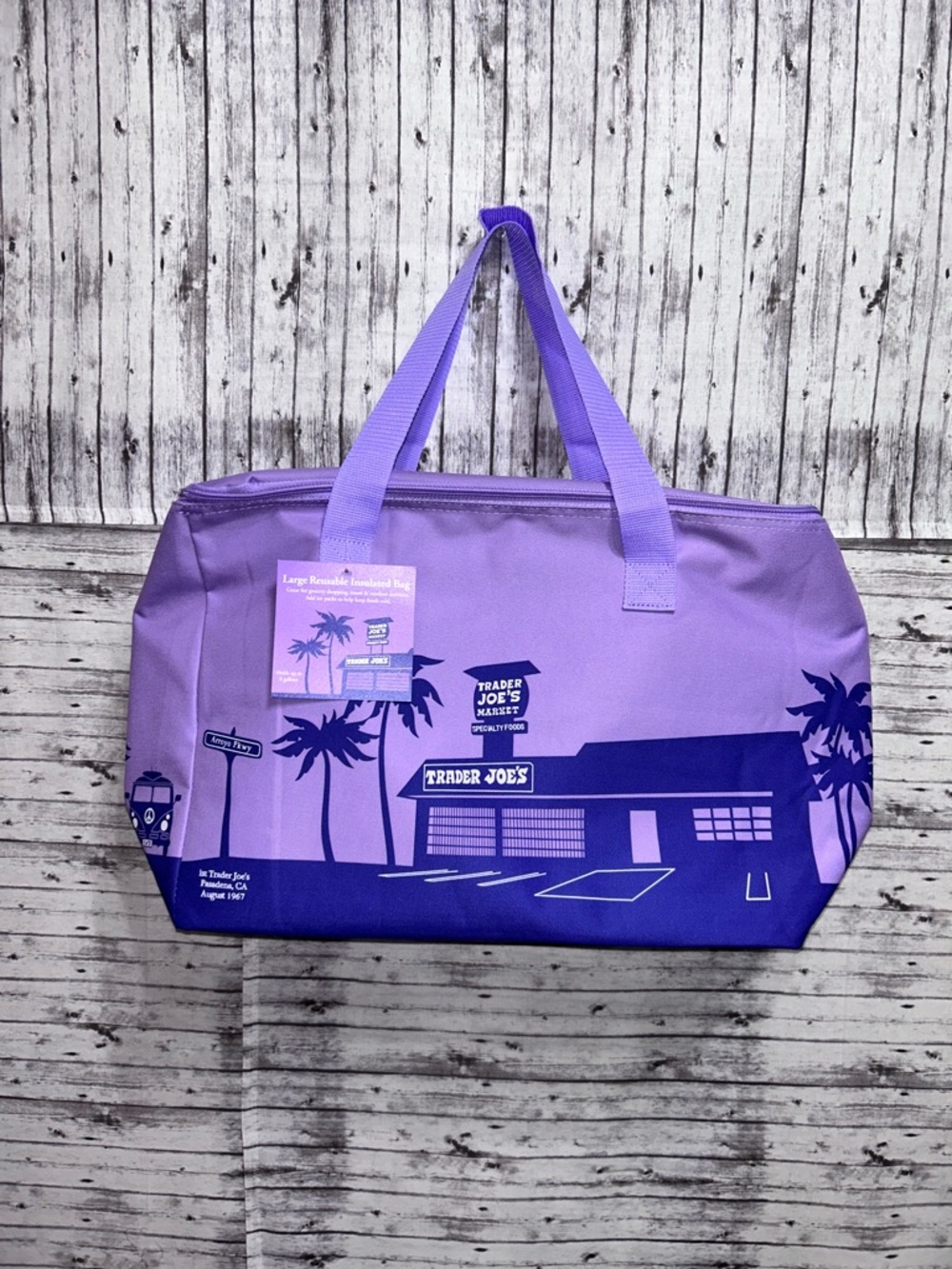 Trader Joe's Limited Edition Large Insulated Reusable Tote Bag Purple Rain